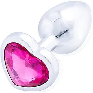Future of your pleasure Sensual FOPS Plug Anale Nievole Metallo Diamante Rosa 7 cm ⌀2,7 cm Acciaio Inossidabile - Butt Plug Forma Cuore Dilatatore Anale per Donne Principianti Stimolazione Elegante e Sicura A20-3