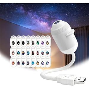 AFVEXILLON Proiettore Galassia Soffitto, Plug-And-Play HD Star Projector, HD Projector | per Auto, Decorazione Camera da Letto, Rotazione a 360°, Alimentazione USB