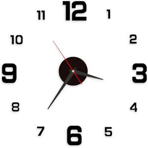 Vernisassize Grande orologio da parete adesivo da 15,75 pollici per soggiorno, orologio da parete moderno fai da te in stile 3D, orologio da parete per cucina e camera da letto, orologio da parete adesivo per sogg