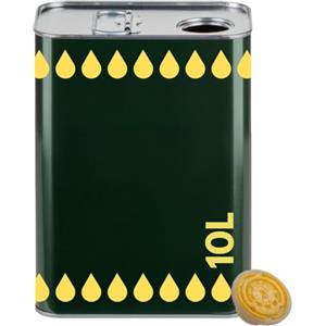 acquaverde | 1 Lattina per Olio di Oliva, Verde con Litografia Gocce Oro, in Metallo, Contenitore Alimentare, Latta da 10 Litri con Tappo Ermetico e Maniglia