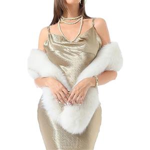 BSLVWG Sciarpa da donna in pelliccia sintetica avvolgente invernale caldo scialle mantello elegante collo scaldacollo sciarpa da donna sciarpa da festa di nozze accessorio sciarpa