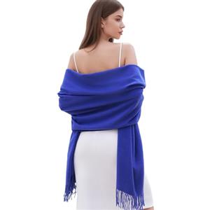 RIIQIICHY Sciarpa Blu Donna Invernale Pashmina Scialle Caldo Stola Elegante per Abito da Sposa Cerimonia Donna