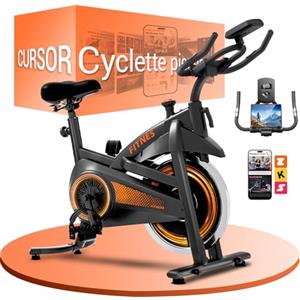 CURSOR FITNESS CURSOR Cyclette da casa professionale, Cyclette professionale | con misurazione della frequenza cardiaca e display LED, Spin bike con app, capacità di carico fino a 136 kg