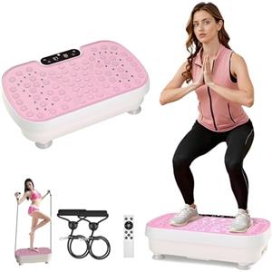 YuanDiann Pedana Vibrante Dimagrante Casa Dispositivi Vibranti con 3 Modalità Fitness Silenzioso Vibration Plate con 2 Fasce di Resistenza e Display LED Carico di 150 kg