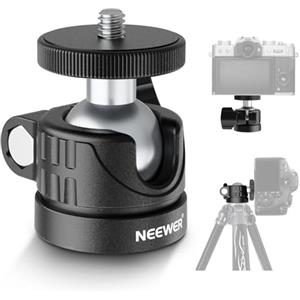 NEEWER BASICS Mini Testa a Sfera, Adattatore Fotocamera Treppiede Portatile | Vite da 1/4, per DSLR Compatte, Action Camera, Telefono, Monopiede Ring Light, Slider, Max 2kg, Rot a 360° Incli a 90°, GM01