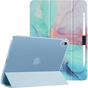 HGWALP Custodia per iPad (A16) 11a generazione 11 2025/iPad 10a generazione 10.9 2022, Cover del supporto con retro traslucido duro, sonno automatico/sveglia&Titolare dello stilo-Blu marmo