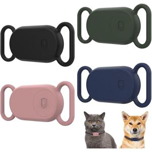 DMNQ 4 Pezzi Impermeabile Localizzatore Animali,custodia in silicone per GPS Tracking Finder compatibile con smart tag 2 samsung per accessori per Collare per cani(Nero/Blu/Verde/Rosa)