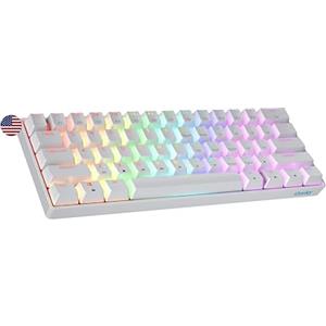 Geeky GK61 60% | Hot Swappable Tastiera da Gioco Meccanica | 61 Tasti Multi Colore RGB LED Retroilluminati per Gaming su PC/Mac | ANSI US Tastiera Americana (Bianco, Mechanical Red)
