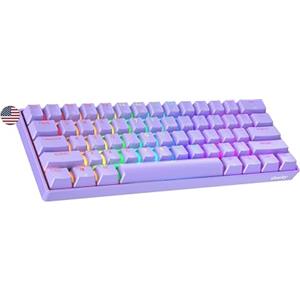 Geeky GK61 60% | Hot Swappable Tastiera da Gioco Meccanica | 61 Tasti Multi Colore RGB LED Retroilluminati per Gaming su PC/Mac | ANSI US Tastiera Americana (Lavanda, Mechanical Brown)