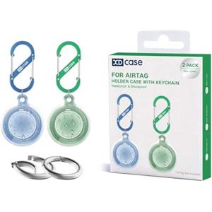 Generic per AirTag XDcase, custodia protettiva impermeabile in TPU con portachiavi (blu e verde), confezione da 2