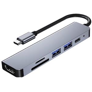 OSOLADY Hub USB Type C 6 Porte in Alluminio Ricarica Pd 87w e Trasmissione Dati Alta Velocità, Espansore Portatile per Laptop