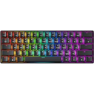 GK61s, Tastiera meccanica da gaming, 61 tasti multicolore RGB, retroilluminata con illuminazione a LED, con cavo, programmabile, cablata, per giocatori su PC e Mac (layout italiano non garantito