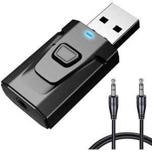 YFYWINSH Adattatore Bluetooth USB 5.4 4in 1 (trasmettitore e ricevitore), audio stereo senza fili, ricevitore Bluetooth jack per TV, PC, auto, altoparlanti, cuffie, vivavoce, bassa latenza