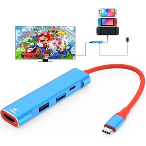 RREAKA Switch2 Dock per Nintendo Switch 2/1/OLED, adattatore TV 4 in 1 con HDMI 4K, porta USB 3.0, ricarica tipo C 100W, docking station portatile da viaggio, per Samsung Dex, MacBook