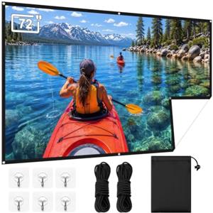 OFFCUP Schermo Proiezione 72in,Sfondo Nero Opaco,Schermo Portatile Interno | Telo Proiettore Pieghevole Lavabile per Home Cinema