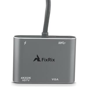 FixRix LS-HD003 - Docking station USB-C 4 in 1 con HDMI 4K, VGA, USB 3.0 e 100 W PD