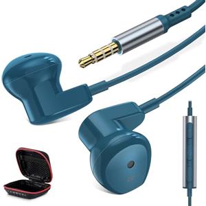 ACOCOBUY Auricolari 3,5 mm per Samsung Galaxy A15 A14 A25 A40 A05s A12 blu | Auricolari In-Ear con Filo Cuffie Antirumore con Microfono per iPhone SE/6/5 per Redmi Note 13 12 11S 13C per Scuola studente