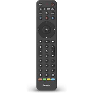 Hama Telecomando universale a infrarossi TV, fino a 8 dispositivi, funzione di apprendimento, tasto Streaming, preprogrammato, compatibile LG/Samsung/Sony/Hitachi/TCL/Philips/Panasonic Smart TV, nero