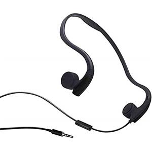 DESAV Cuffie a conduzione ossea con microfono stereo open-ear, auricolari sportivi cablati a prova di sudore con riduzione del rumore, nero