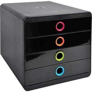 Exacompta 314498D Cassettiere, Nero/Arlecchino, 34.7 x 27.8 x 26.7