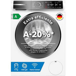 Bosch WGB24400IT Serie 8 Lavatrice 9kg 1400 giri/min Efficienza A-20% | Lavatrice con vapore, Smart, Programma per carichi ridotti, Motore silenzioso con 10 anni di assistenza, Made in Germany