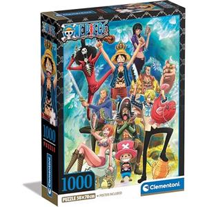 Clementoni - Puzzle 1000 Pezzi per Adulti e Ragazzi, Illustrazione One Piece, Idea Regalo, Compact Box, Made in Italy, 50x70 cm, Poster Incluso, 39920