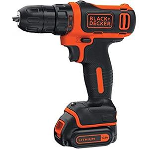 Black+Decker, BDCDD12K1-QW Trapano avvitatore a batteria, motore ultra compatto, 10 posizioni, caricatore rapido (1 ora e 30 min), con custodia, 10,8 V, 1 batteria