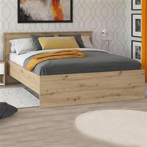 Dmora Letto Matrimoniale Kesuka Marrone Rovere Nodi Dimensione Materasso 160x200 cm Peso Supportato 200 kg, Letto Matrimoniale Matrimoniale