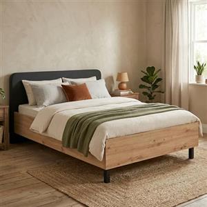 Dmora Letto Piazza e Mezza Ketofu Marrone Rovere Dimensione Materasso 120x200 cm, Imbottito
