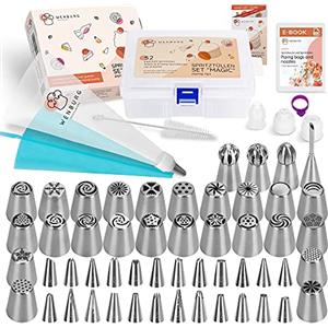 Wenburg Sac à poche con beccucci - 100 pezzi - Set di beccucci per torte in acciaio inox - Set professionale per gli ambiziosi hobbisti - Versatile