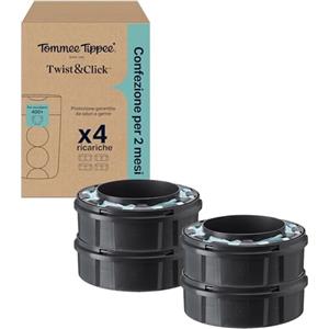 Tommee Tippee Ricariche originali per mangiapannolini Twist & Click | confezione esclusiva da 4 ricariche di 10, 5 metri l'una, praticità e risparmio, 4 X 10, 5 m (la confezione può variare)