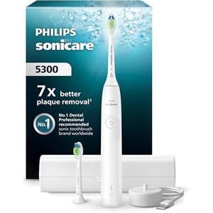 Philips Sonicare 5300 Spazzolino Elettrico Bianco HX7108/03 Con Custodia + 2 Testine, Tecnologia Sonicare di Nuova Generazione