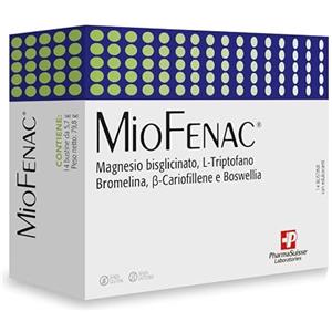 P PharmaSuisse Laboratories MioFenac Integratore Alimentare per la Funzione Muscolare - a base di Magnesio bisglicinato, L-Triptofano, Bromelina, β-Cariofillene e Boswellia - 14 bustine