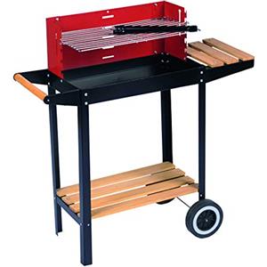 BBQ Collection Barbecue a carbonella - Barbecue a carbone con ruote - Barbeque Griglia regolabile e paravento - Barbecue con tavolo laterale - Nero