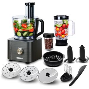 TopStrong Robot da Cucina, Robot Cucina 1100W, Robot Cucina Multifunzione Compatto,11 in 1 Food Processor(frullatore, spremiagrumi e macinacaffè)