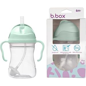 b.box Tazza con Cannuccia | Bicchiere con Cannuccia Bambino | Coperchio Scorrevole, Cannuccia Ponderata, Antigoccia e Ergonomica | Senza BPA, Lavabile in Lavastoviglie | 6+m | 240 ml
