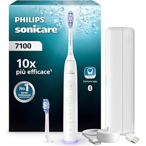 Philips Sonicare 7100, spazzolino elettrico sonico con app, 4 modalità di spazzolamento e 3 livelli di intensità, EasyStart, SmarTimer, bianco, modello HX7420/02 [Nuova tecnologia]
