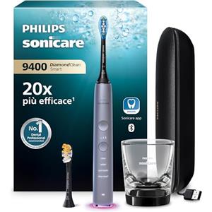 Philips Sonicare DiamondClean Smart 9400 spazzolino elettrico, spazzolino sonico con app, sensore di pressione, rilevamento della testina, grigio, modello HX9917/90