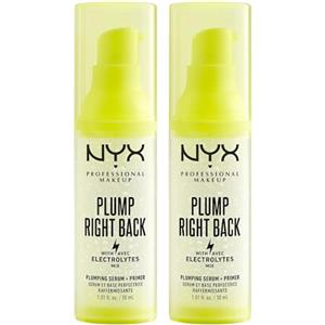 NYX Professional Makeup Plump Right Back Primer & Siero, Base per un Makeup Fresco Tutto il Giorno, Con Acido Ialuronico, Vitamine, Potassio e Magnesio, Formula Vegana, Bipacco, 2 x 30ml