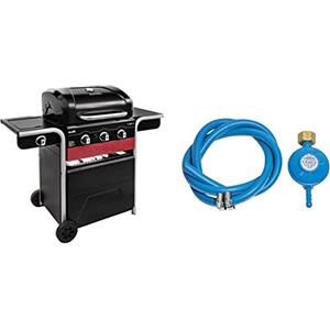 Char-Broil Gas2Coal Hybrid Grill Barbecue a Gas e Carbonella con 3 fuochi & Campingaz Kit, Tubo, Fascette per Bombole Attacco Italia Regolatore di Pressione del Gas