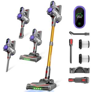 MONSGA Aspirapolvere Senza Fili 45KPA/550W/50Min, Anti-Groviglio | Display LED, Batteria Rimovibile, Ricaricabile a Parete, Scopa Elettrica Senza Fili per Pavimenti Duri/Tappeti/Peli Animali