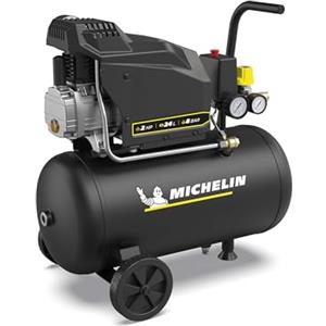 MICHELIN, Compressore d'Aria MX POP AIR 24-2 L, Serbatoio 24 Litri con ruote, Motore da 2 hp, Pressione Massima 8 bar, Portata d'Aria 195 l/min