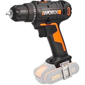 WORX WX100.9 Trapano avvitatore a batteria 20 V - 20 + 1 livello di coppia fino a 30 Nm - Velocità variabile - Luce LED - Senza batteria e caricabatterie
