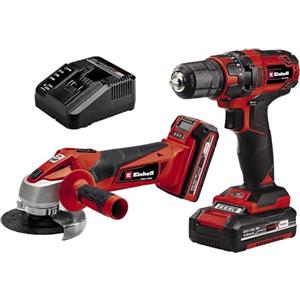 Einhell Set di utensili a batteria TC-TK 18 Li Kit | PXC | 18 V | Avvitatore-trapano TC-CD 18/35 Li | Smerigliatrice TC-AG 18/115 Li | Batterie da 1,5 Ah | Batteria da 3,0 Ah