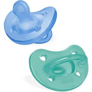 Chicco PhysioForma Ciuccio in Silicone 6 - 16 Mesi, Set di Gommotti Morbidi e Delicati, Supportano la Respirazione Fisiologica e Favoriscono il Corretto Sviluppo della Bocca, Azzurro