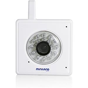 Miniland 89079 Videocamera IP Baby Monitor per Vedere il Bebè con lo Smartphone, Tablet, Computer da Quasiasi Luogo con Connessione a Internet Rilevazione di Movimento con Sensibilità Regolabile e Visione Notturna