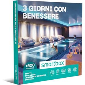 Smartbox - Cofanetto regalo 3 giorni con benessere - Idea regalo per Lui e Lei - 2 notti con colazione e pausa relax per 2 persone