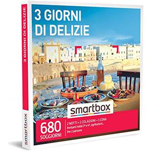 Smartbox - 3 Giorni di Delizie - Cofanetto Regalo Coppia, 2 Notti con Colazione e 1 Cena per 2 Persone, Idee Regalo Originale