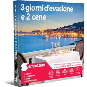 Smartbox - Cofanetto Regalo 3 Giorni d'evasione e 2 cene - Idea Regalo Gourmet - 2 Notti con Colazione e 2 cene per 2 Persone