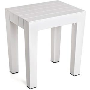 TATAY Sgabello Doccia Lombok Finitura Effetto Legno Forma Rettangolare | Sgabello Doccia Bagno | Misure 38x29x41 cm | Materiale Senza BPA | Polipropilene Resistente | Finitura Effetto Legno, Bianco